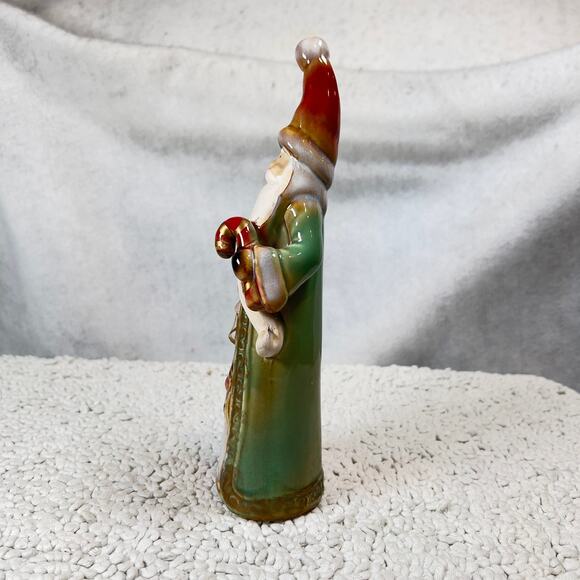Christmas Vintage Santa Figurine Old World Style w/ Candy Cane Red Cardinal - Picture 7 of 11